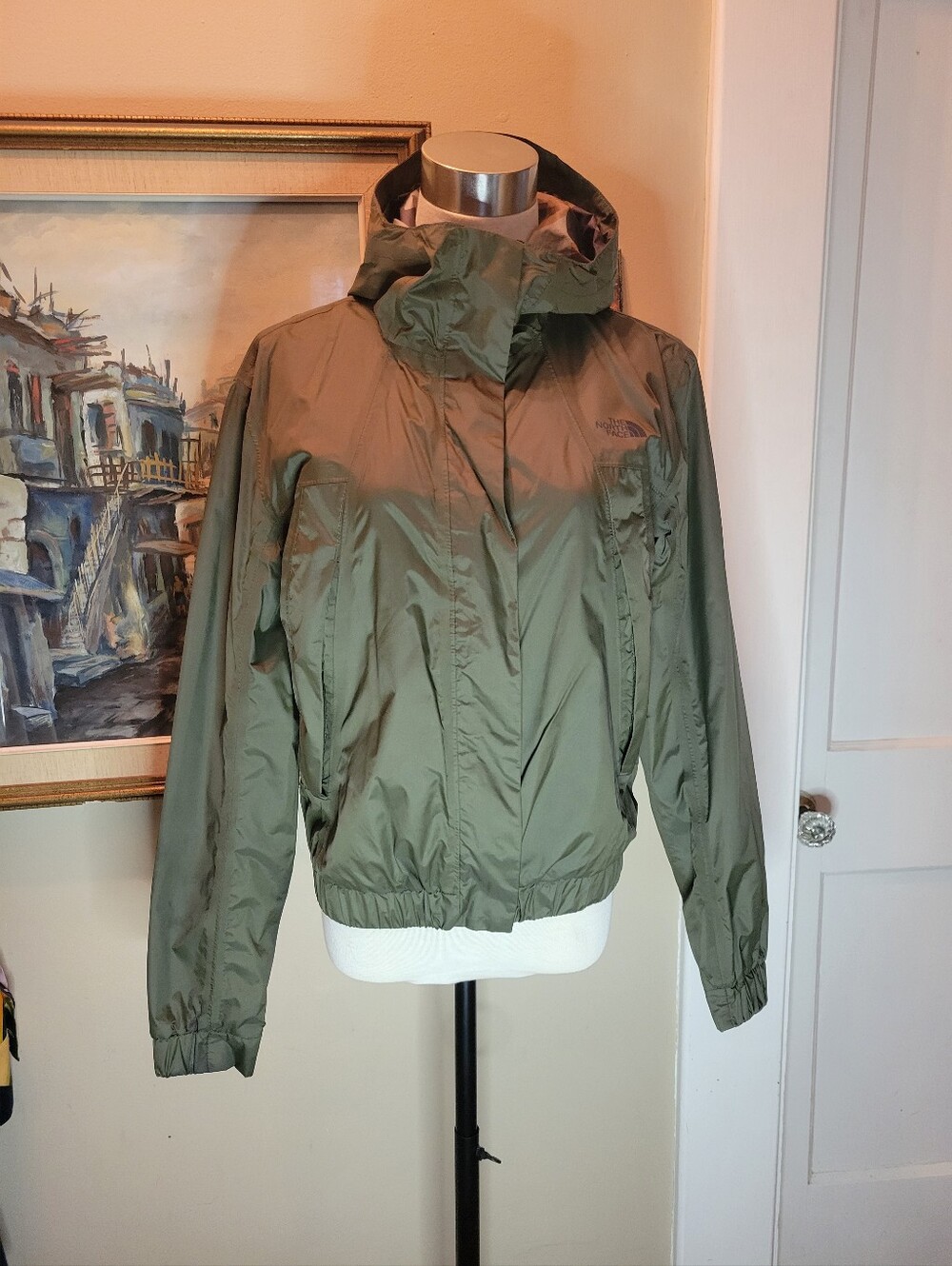 The North Face Precita Olive Green Hooded Bomber Jacket - Size S